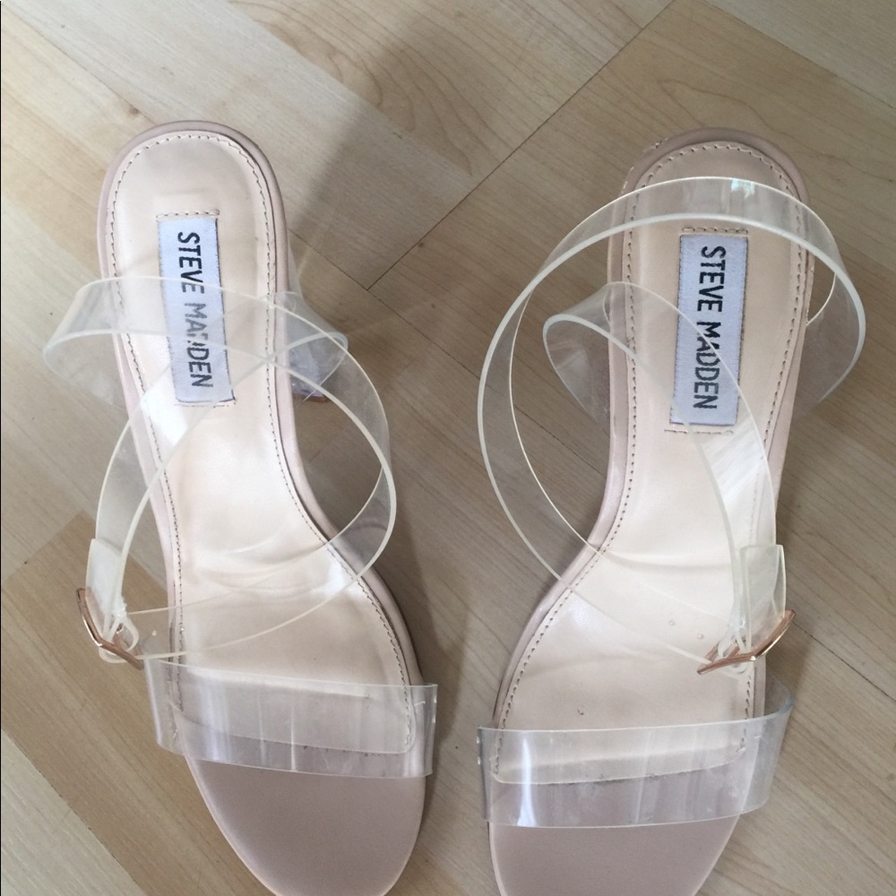 Steve Madden clear strap and heel high heels.